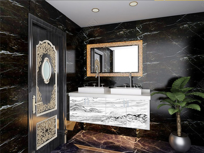 石纹覆膜板不锈钢浴室柜